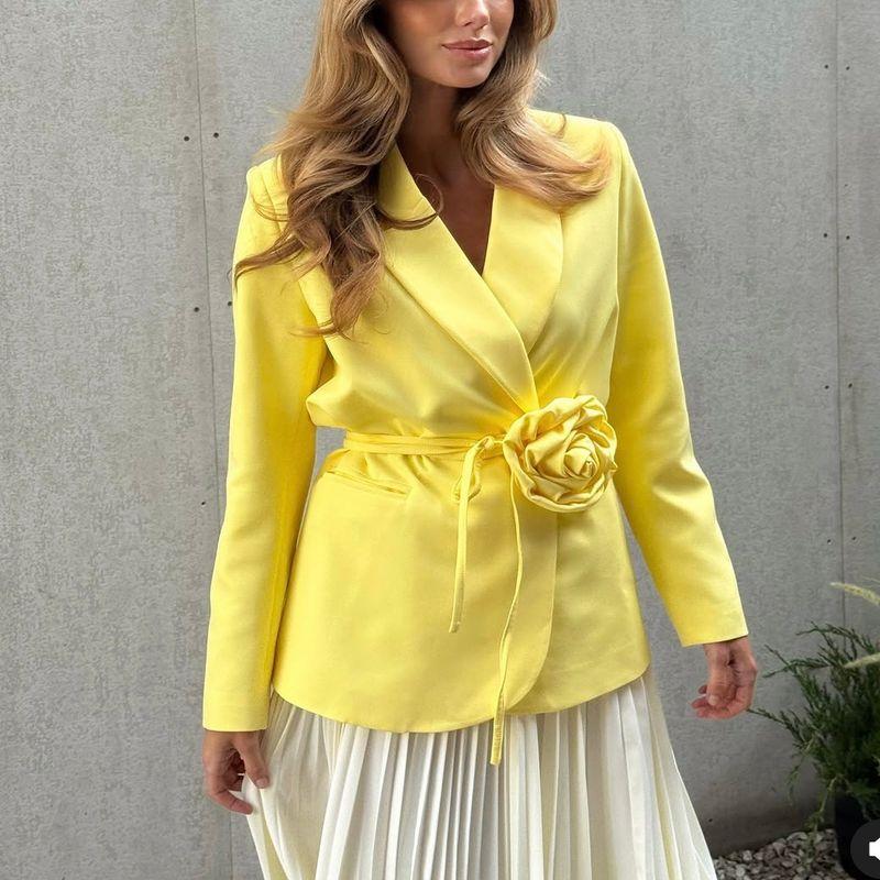 Za Autumn and Winter New Arrivals Women's Clothing Zr European and American Style Export Fashion Simple Versatile Tie Flower Blazer