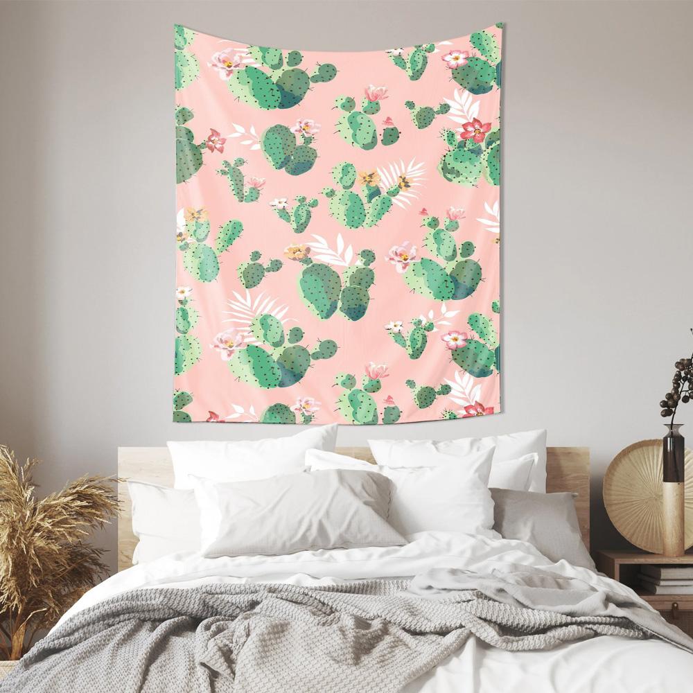 

Pink Cactus Floral Tapestry Artistic Decor Cloth Home Soft Furnishing Hotselling Item 74x94cm(29x37in)