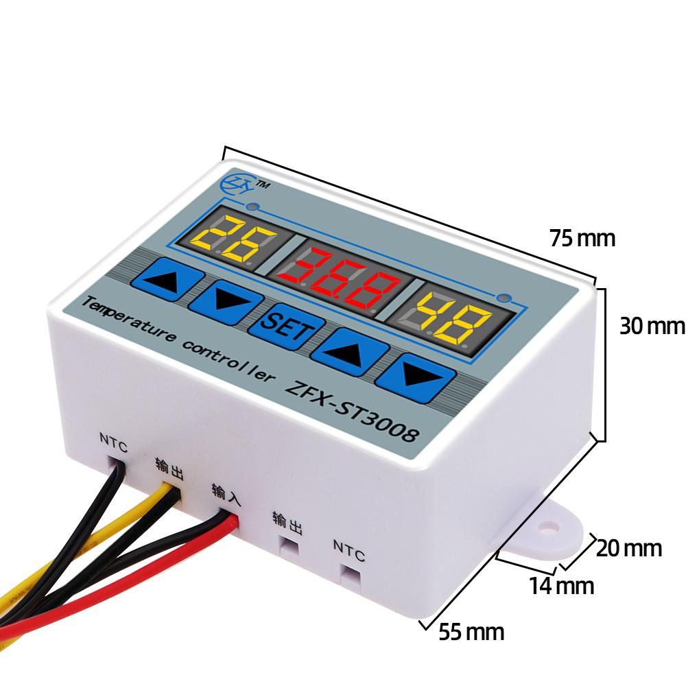 ZFX-ST3008 Microcomputer Temperature Controller Digital Thermostat Intelligent Time Controller Adjustable NTC10K Measurement