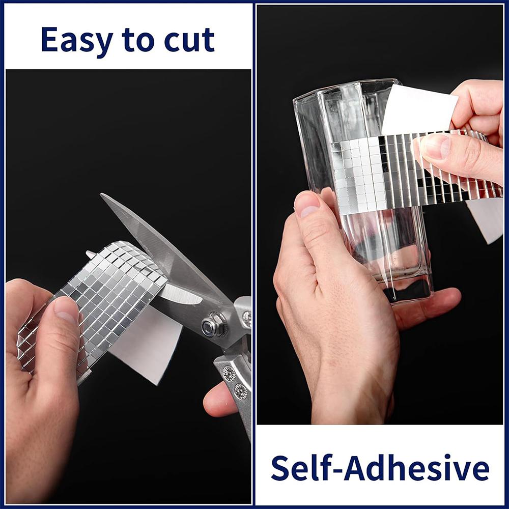 1.5"x39.3" Adhesive Mirror Sticker Roll Mosaic Tiles for Wall Furniture Decor DIY Reflective Glass Strip Home Renovation Crafts