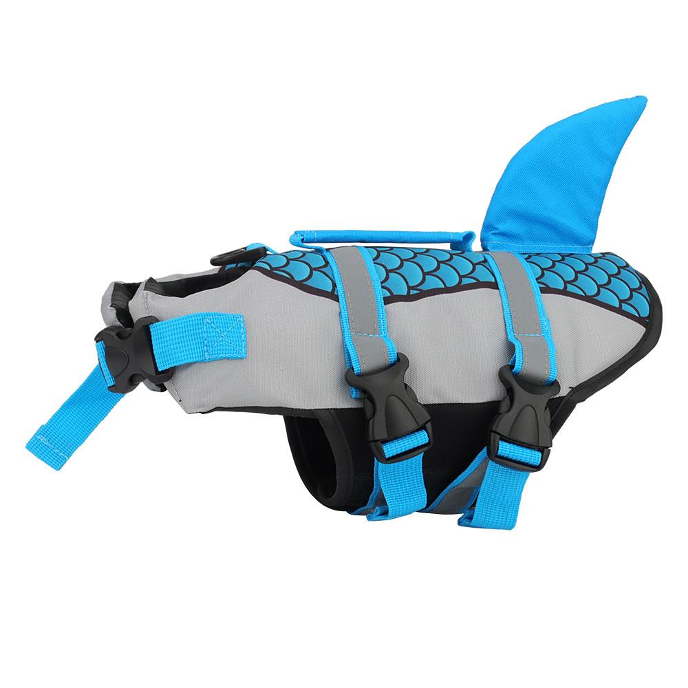 Gilet Salvagente per Cane da Nuoto Vestiti Salvagente Collare Pettorina Animale Domestico Nuoto Estivo Costumi da Bagno Squame Squalo