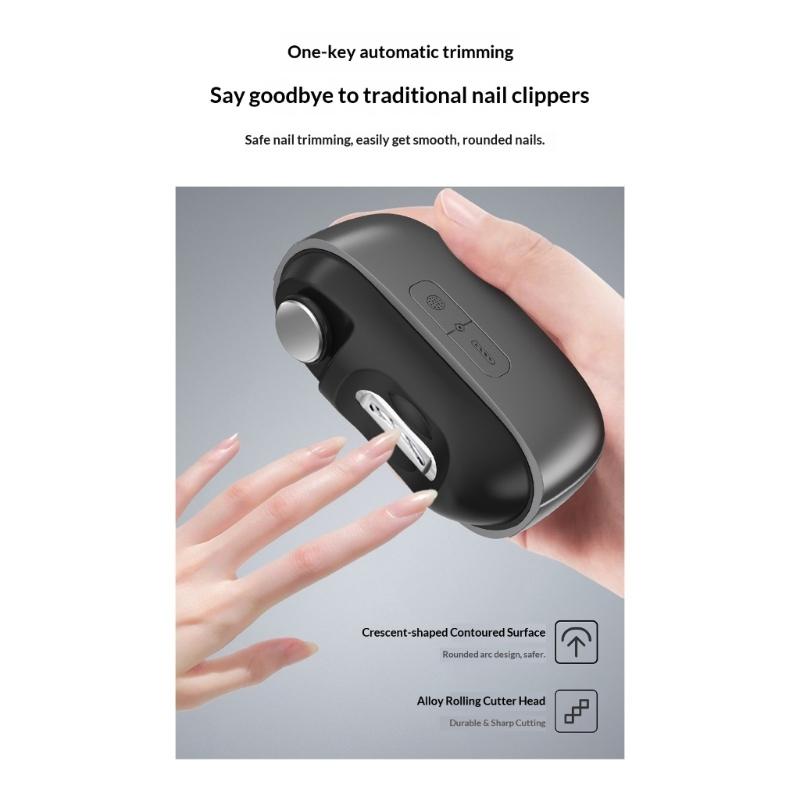 Electric Nail Clippers and Polisher Rechargeable Auto Nail Trimmer Polisher File Sander with LED Light Easy to Use