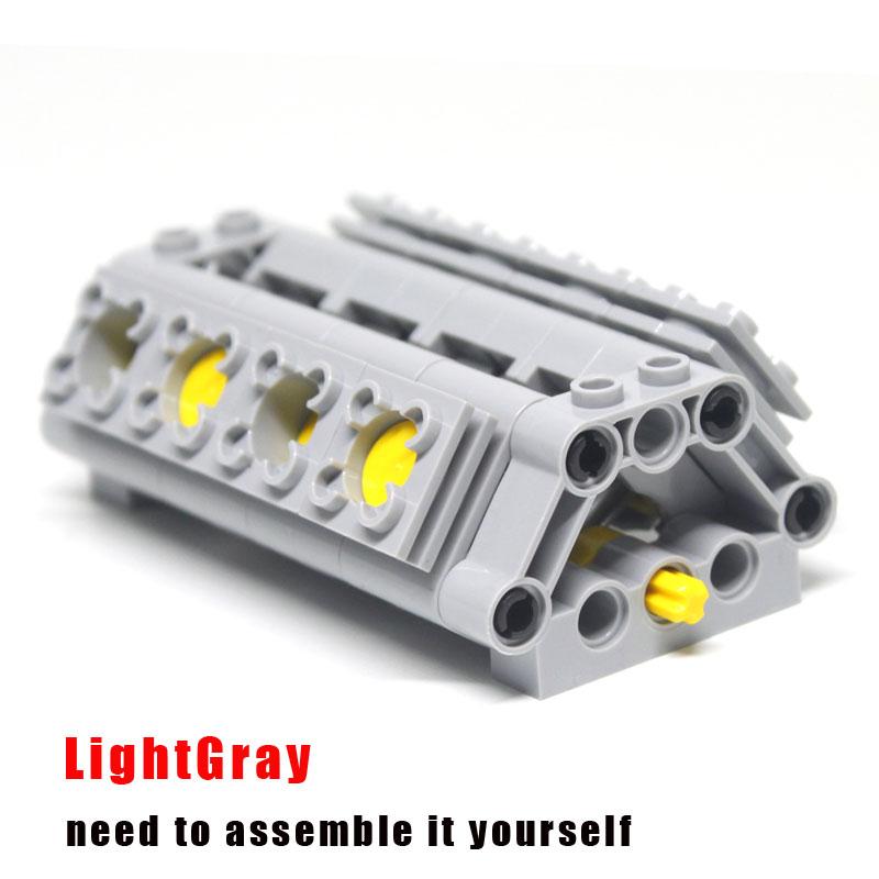 MOC High-tech V8 Automobile Engine DIY Transparency  Air Cylinder Accessories Bricks Compatible with Lego High-tech  Toys