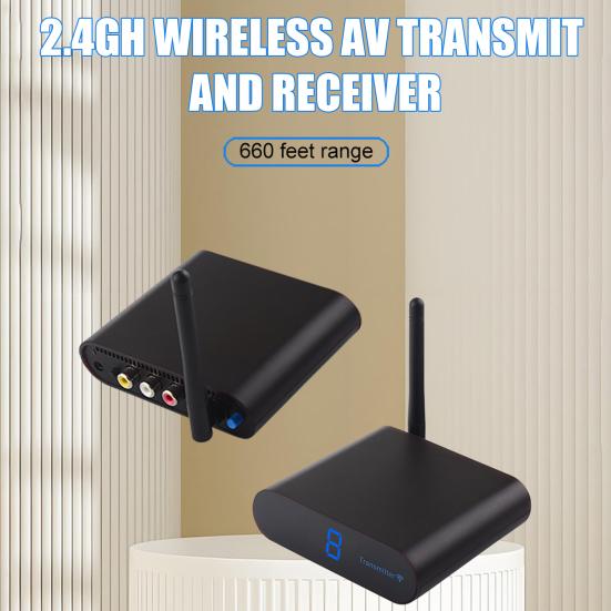 Kit Transmissor e Receptor de Vídeo/Áudio Sem Fio AV220 2,4 GHz Alcance de 200 pés Transmissor