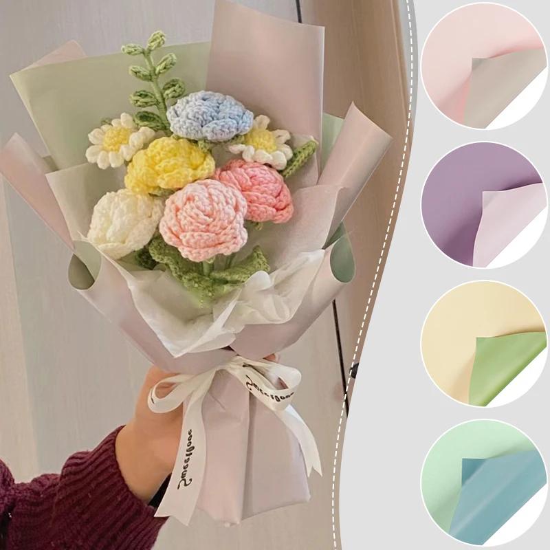 5pcs Colorful Two-sided Flower Wrapping Paper Gift Packaging Paper Birthday Party Supply Waterproof Paper Roll Party Decoration