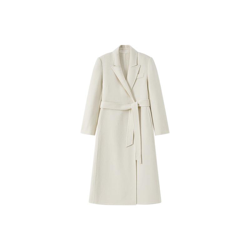 

Long lace-up double-sided cashmere coat for women s autumn and winter new high-end front shoulder suit woolen coat L