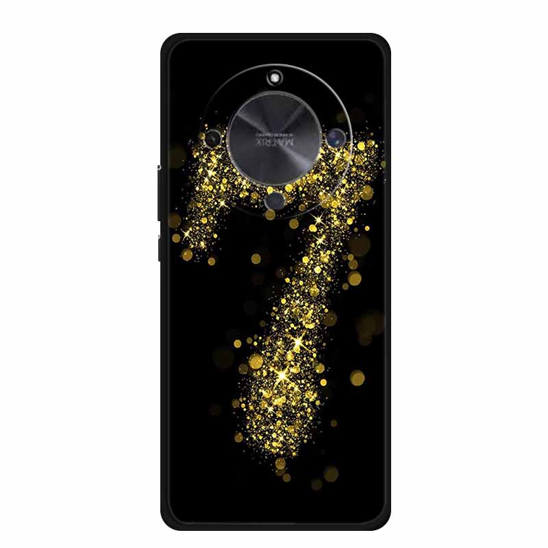 Phone Case For Honor X70 5G 2025 Case X 70 Coque Flowers Black Silicone Soft Back Cover For Honor X70 Cases HonorX70 Funda 6.79"
