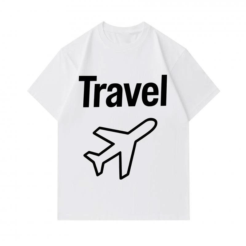 Men's 100% Cotton Crew Neck Short Sleeve T-Shirt, Casual Travel Airplane Graphic Print Comfortable Lightweight Tee For Daily Outdoor Vacation Street W