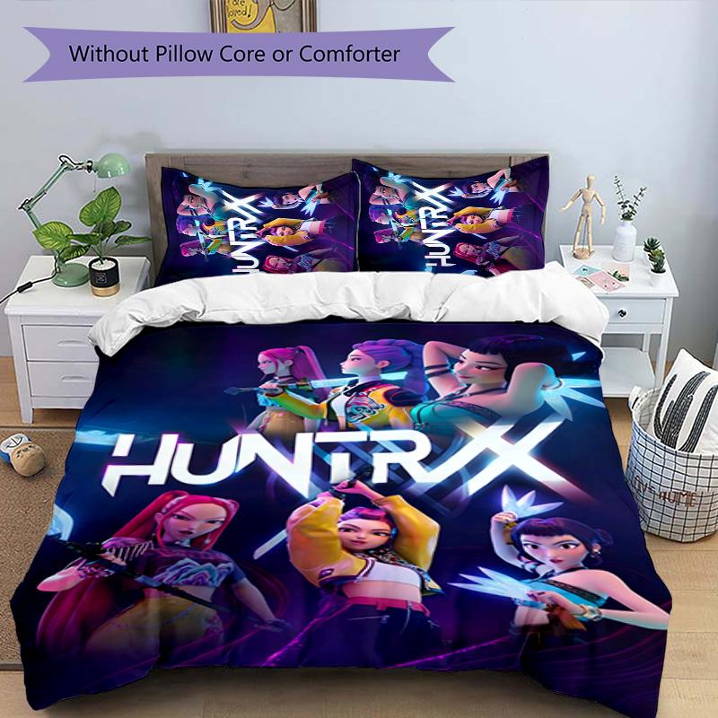 Set Biancheria da Letto KPOP Hunter 3 Pezzi Copripiumino Chiusura Include 1 Copripiumino & 2 Federe per Tutte le Stagioni Camera da Letto Casa Arredamento Stanza del Dormitorio