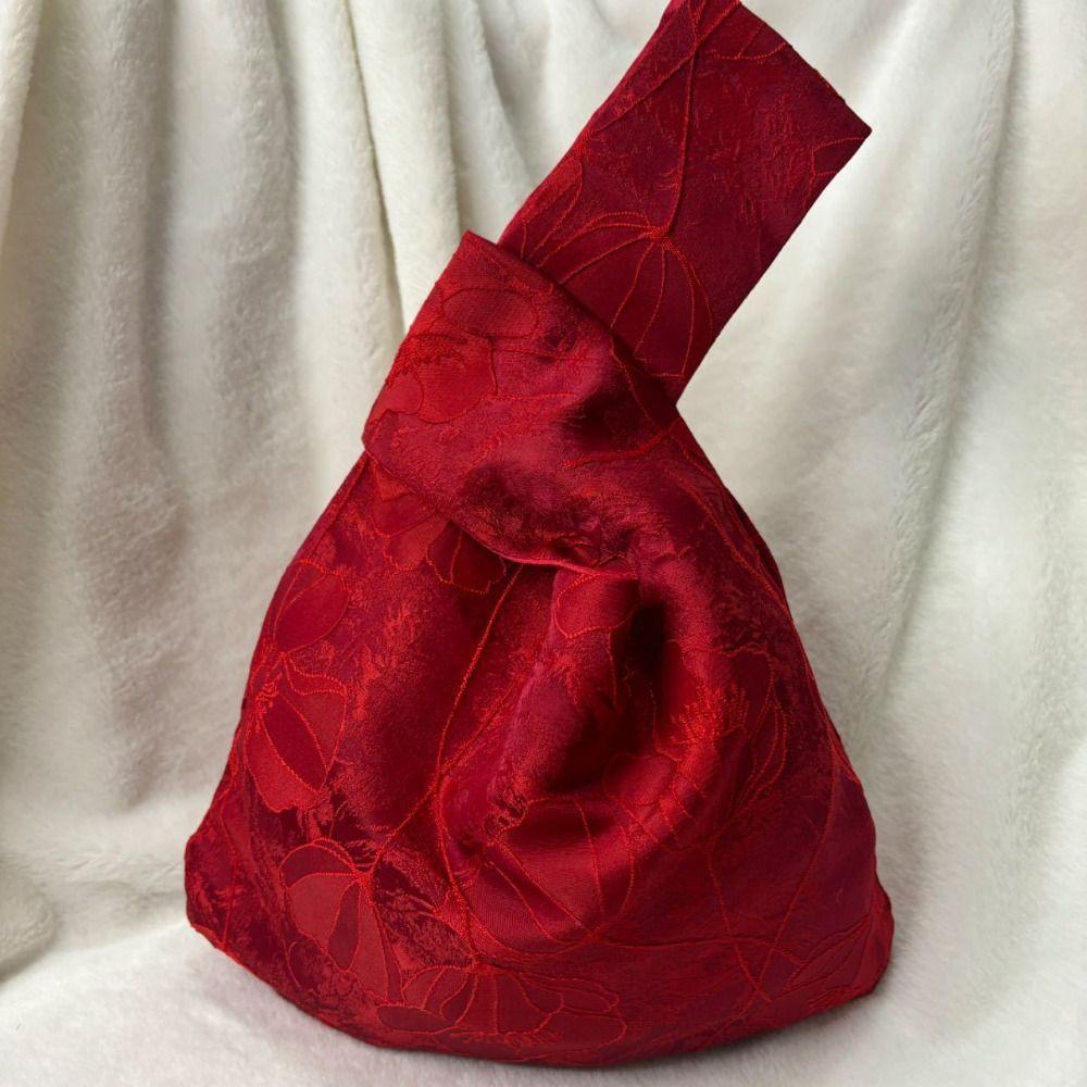 

Small Item Pouch Tassel Knot Wrist Bag Flower Pendant Festive Sugar Bag New Year Gift B