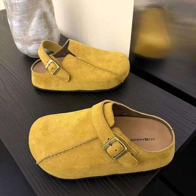 Boken Shoes Women's 2025 Spring New Semi-drag Fashion Versatile One Pedal Two Wear Retro Design Platform Outer Wear Women