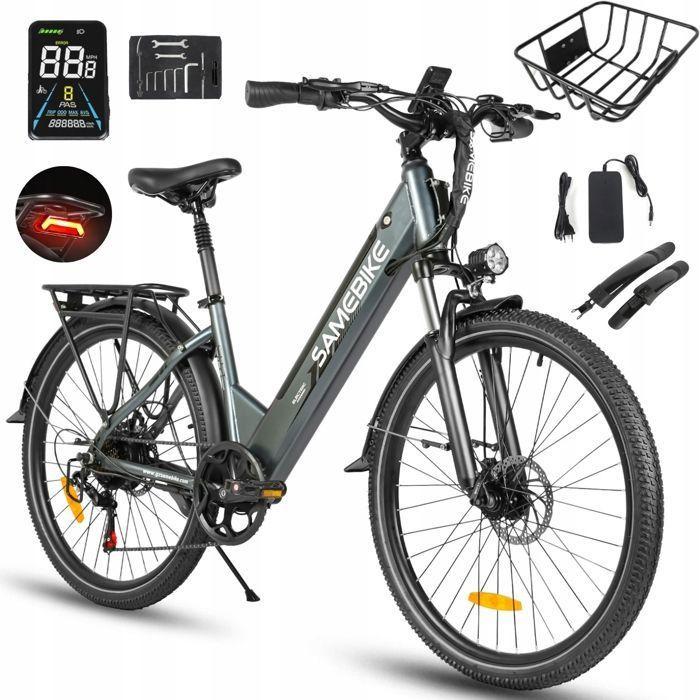 Elektrische Fiets - Samebike - A01 Pro - 500W - 35KM/H - Actieradius 90KM - 15Ah Grijs