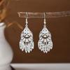 Ethnic Miao Silver Tassel Earrings - Retro Long Dangle Scenic Studs for Women
