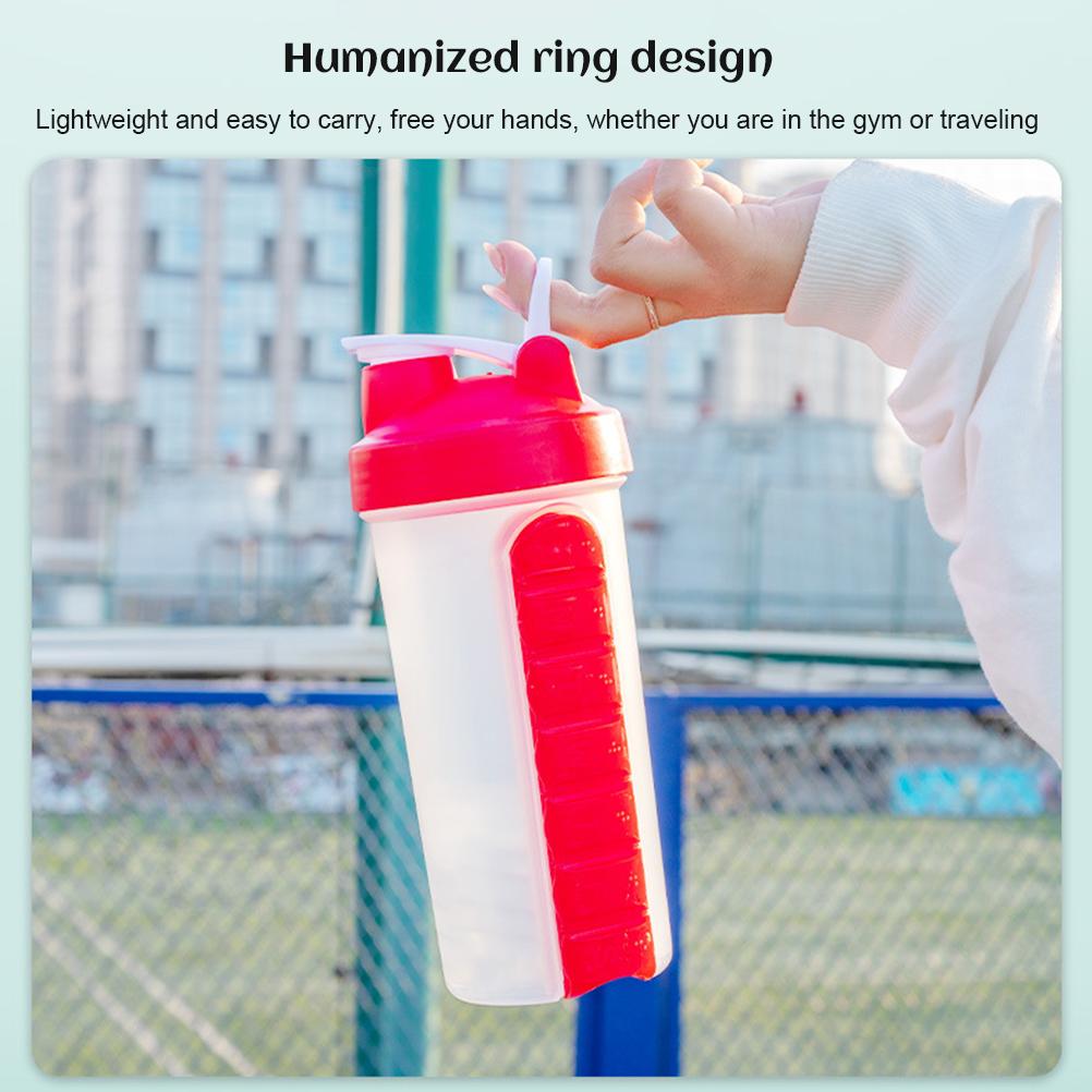 2 In 1 700ml Water Bottle with Pill Organizer 7 Day Weekly Pill Case for Outdoor Travel Office Gym