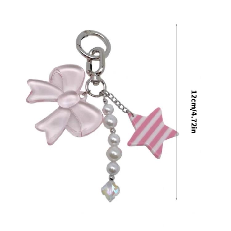 Lightweight Bowknot Charm Keychain For Handbags User Friendly Acrylic Alloy Gift For Birthdays And Special Event