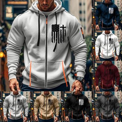 Men's Sports Casual Hoodie Hoodie Cardigan Zipper Multi-pocket Hoodie Coat