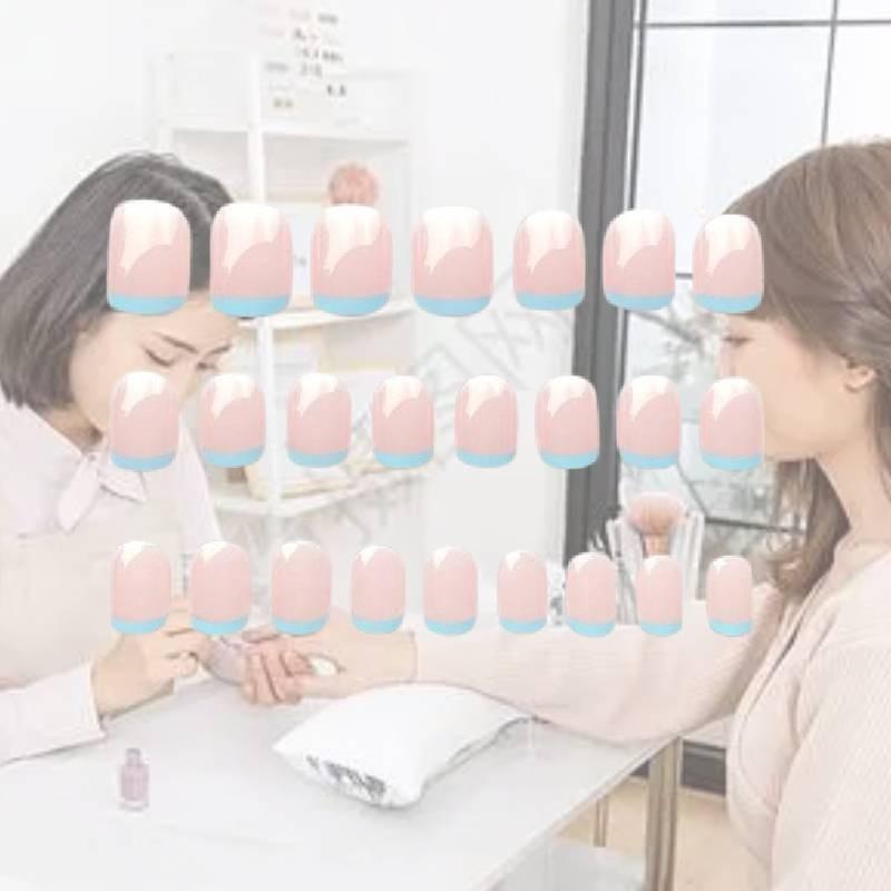 Unique 2020 Chinese Brand Nail Art Stickers With Removable French Fake Nails In Gel Glue And Jelly Double-sided Design