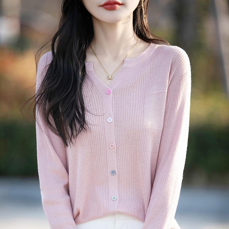 Cardigan ușor, 50% lână, 50% mătase de dud, pentru femei - tricotaje versatile pentru 4 sezoane pentru confort și stil pe tot parcursul anului