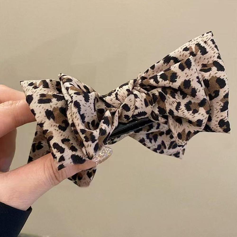 1pc Vintage Leopard Print Bow Premium Hair Grab Hair Accessory Is Suitable for Women To Wear