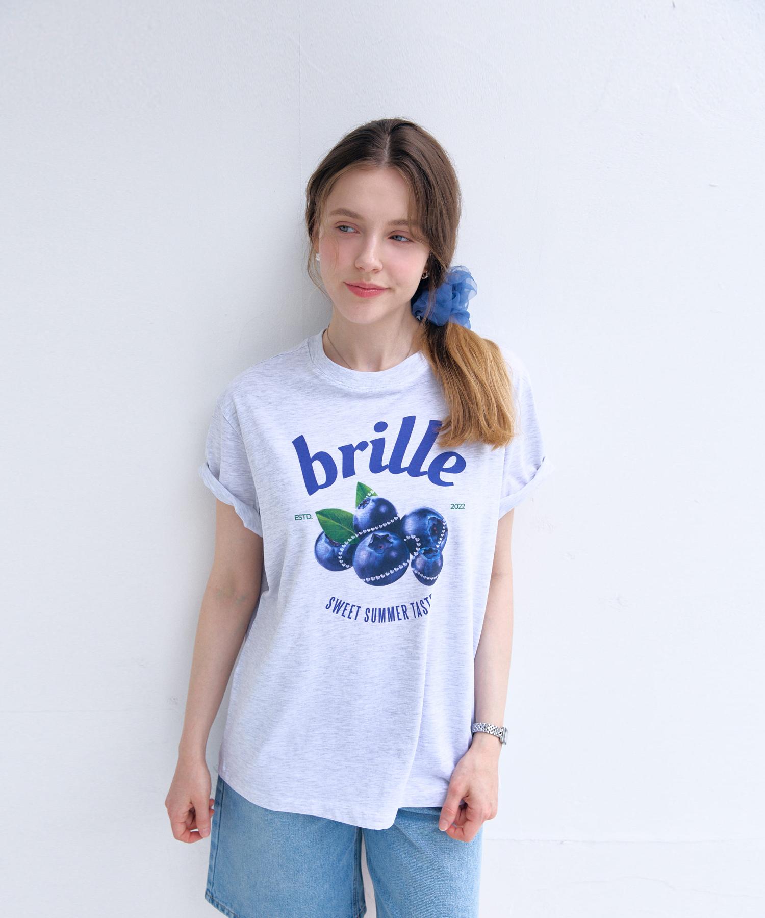 Brilmance Blueberry Round Oversized T-Shirt [2 Colors] L. Grey