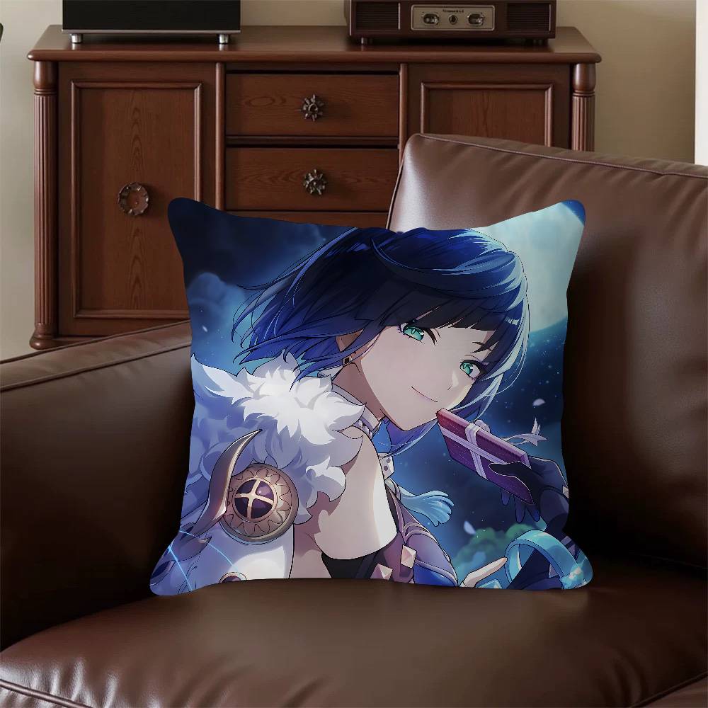 

Yelan Anime 45*45cm Cushion Cover Pillow Cover Decor Pillowcase Home Pillowcase For Couch Pillow 16x16Inch