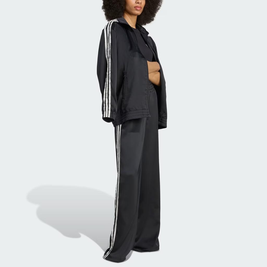 Adidas Originals 3-Stripes Satin Wide Leg Pants Ruffle Striped Sports Fashion Simple Casual Trousers Women Pants KC8813