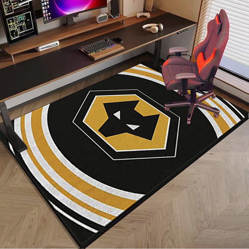 Wolves Football Club Emblem Printed Area Rug for Office, Chair Rug, Decorative Carpet Floor Mat, Large Size Fan Gifts Christmas Gifts