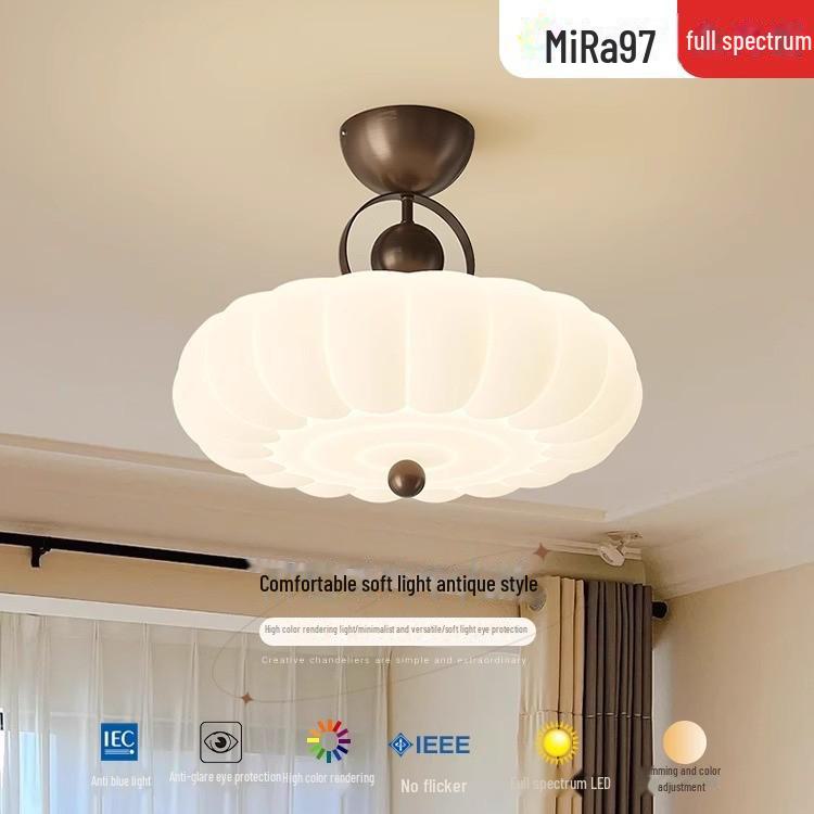 Vintage Cream French Ceiling Lamp 2025 – Full Spectrum Eye Protection for Bedrooms & Studies