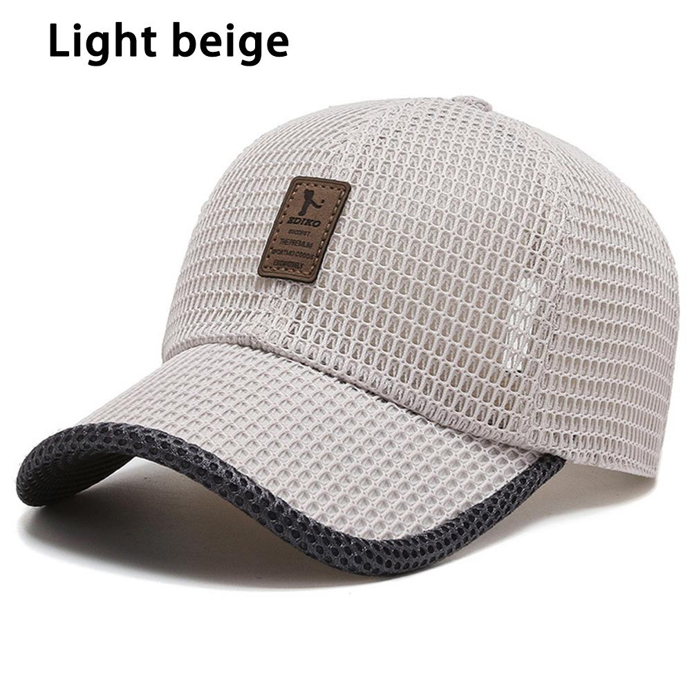 

Чоловіча бейсболка, вуличний сонцезахисний капелюх, дихаюча сітчаста кепка з козирком, сонцезахисна кепка, регульована бавовняна повсякденна кепка світло-бежевого кольору
