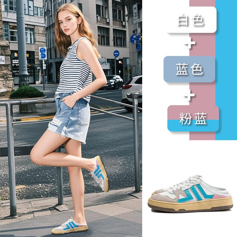 Leather half-tray shoes women's 2025 new summer women's bag head casual single shoes versatile outer wear flat slippers women's shoes