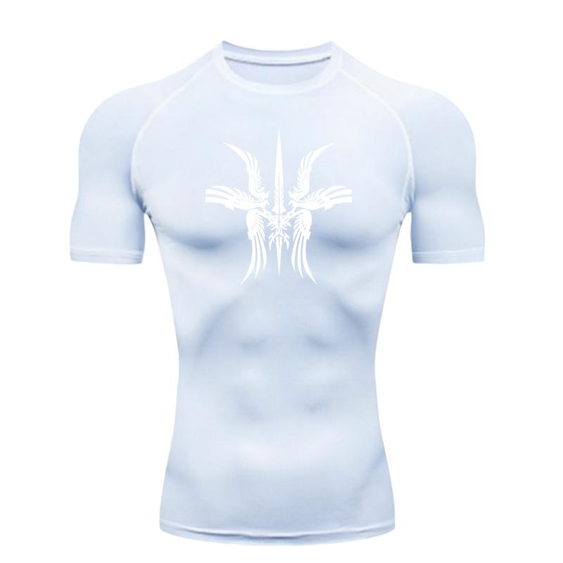 Men Sports T-shirt Training Fitness Gym Jogging Running Sweat Absorbing Elastic Moisture-Wicking Workout Top Quick Dry Short Sleeve Fitness Tee S