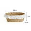 Natural French Style Desktop Woven Basket Oval Round Lace Trim Straw Storage Box Hand Woven Sundries Storage Box Desktop