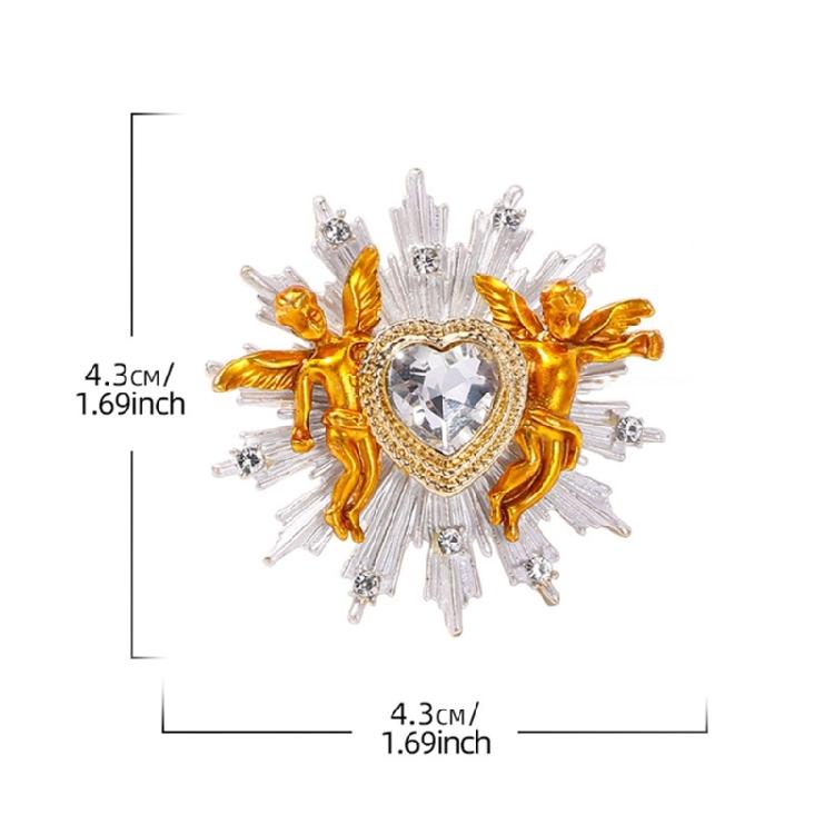 Spille Angelo Cuore Stile Accessorio Elegante Spilla Cuore Cupido per Donne Uomini Badge Gioiello Decorato con Strass