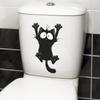 Self-adhesive Cartoon Black Cat Raising Paw Toilet Stickers Wall Decals for Bathroom Home Decor