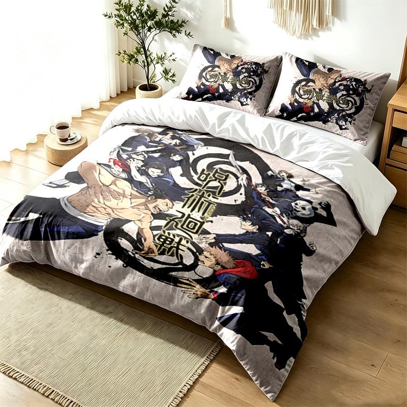 Jujutsu Kaisen 3pc Duvet Cover Set Simple Modern Bedding Set Wrinkle Resistant Soft Fabric All Season Use a perfect gift