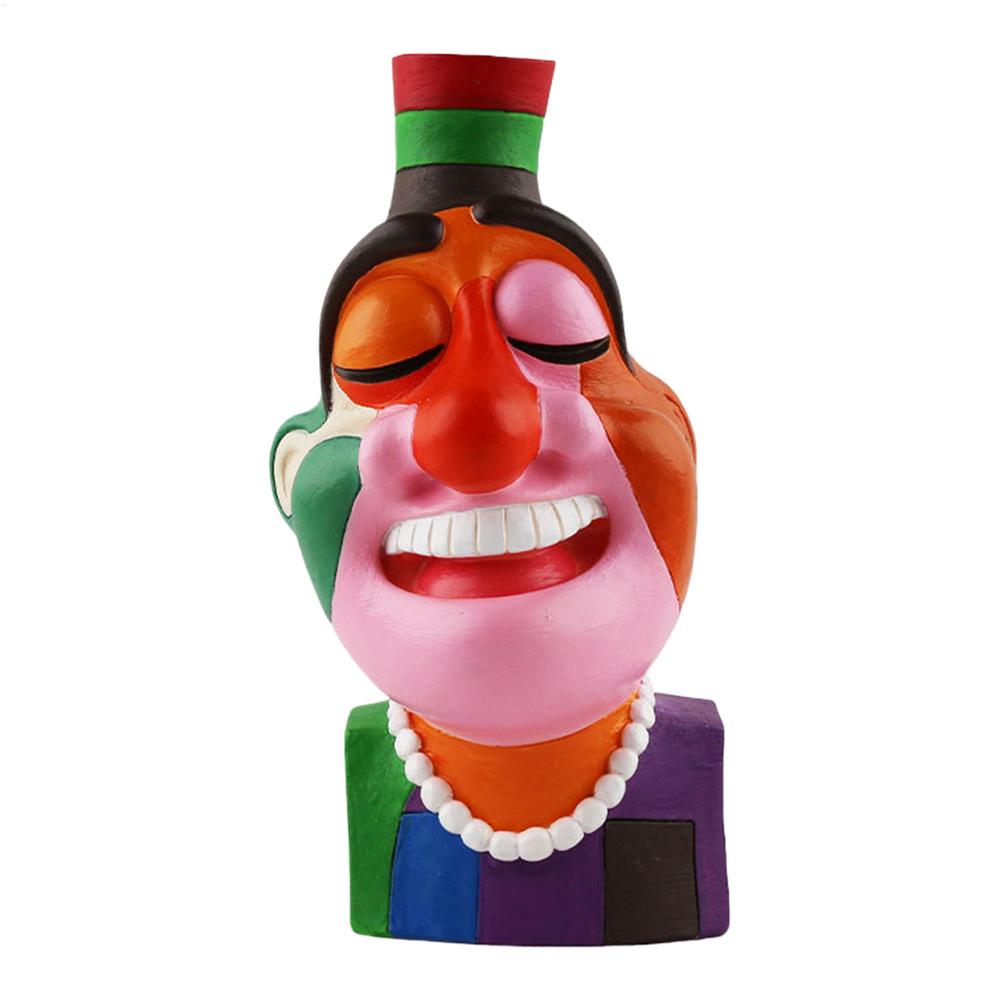 

Creative Smiling Face Abstract Colorful Resin Vase Hand-Painted Flowerpot Succulent Planter With Drainage Hole Garden Decor