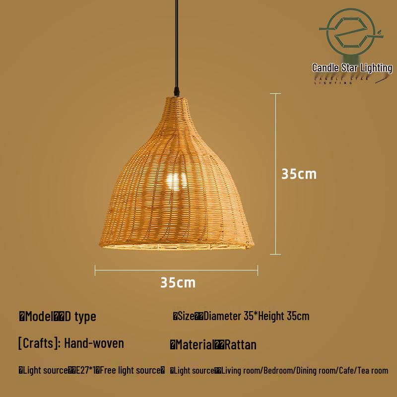 Zen Style Bamboo Rattan Pendant Light for Tea Rooms and Restaurants