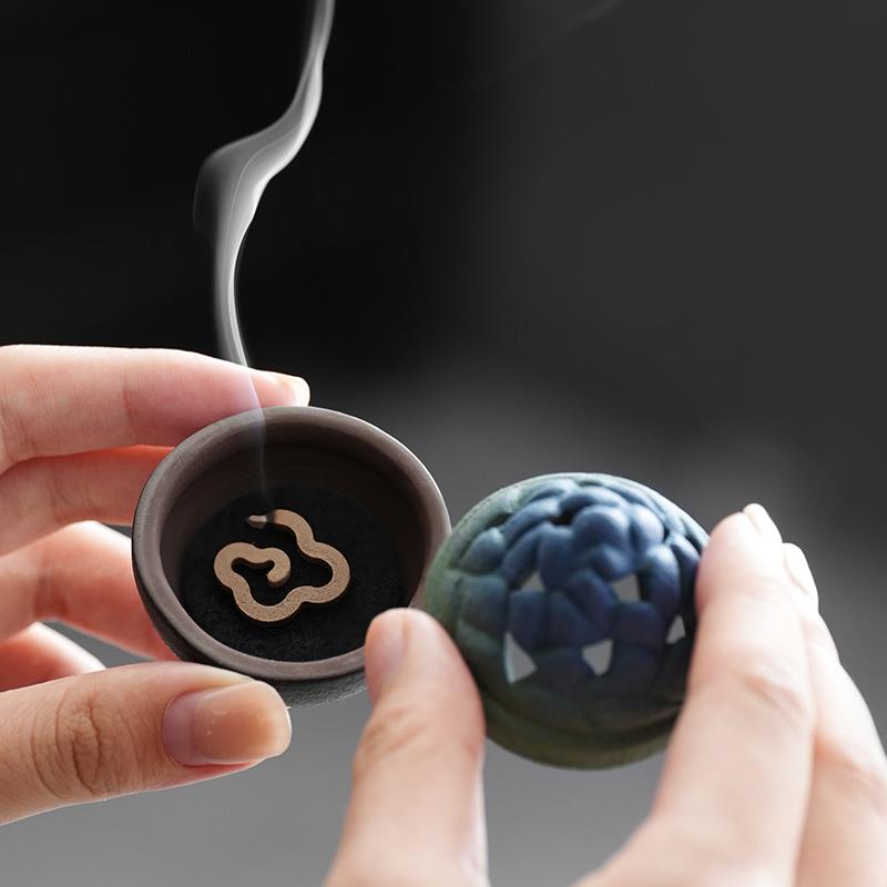 Incense Burner Sticky Powder Burner Household Indoor Sandalwood Small Incense Burner Zen Ceramic Tea Room Aromatherapy Burner