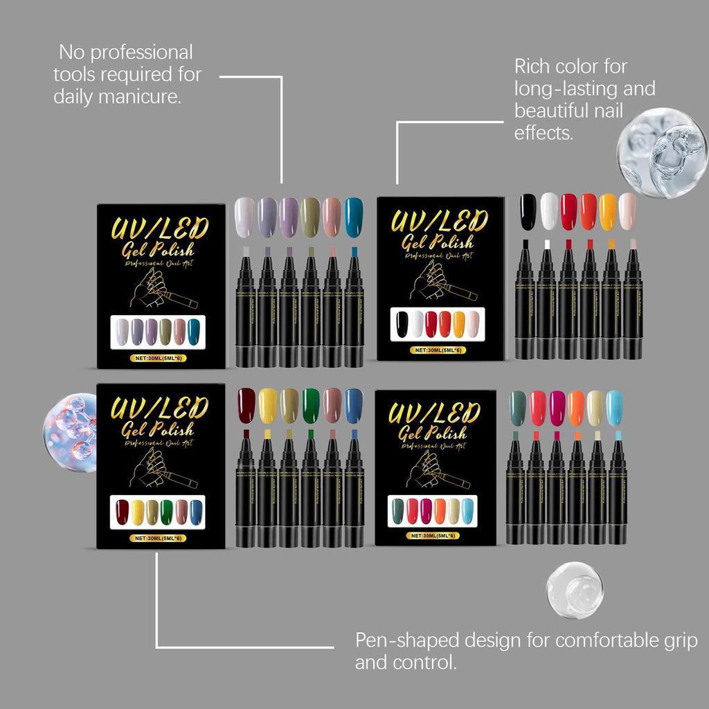 Multi-Color Nail Gel Pen Set: Fashionable, Convenient Home Manicure Kit