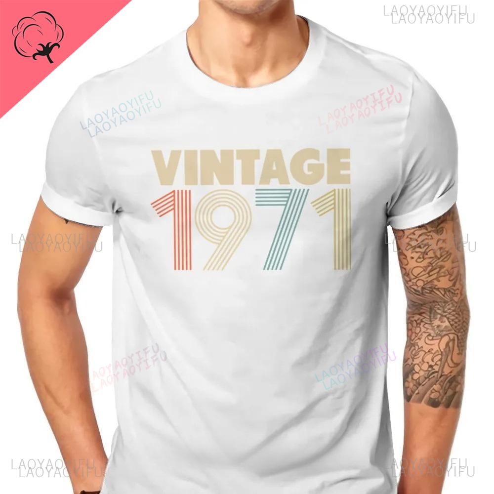 1971 55th Anniversary Oneck Printed TShirt Vintage Color Elegant Streetwear Harajuku Loose Casual Men Shortsleev Unique Tees