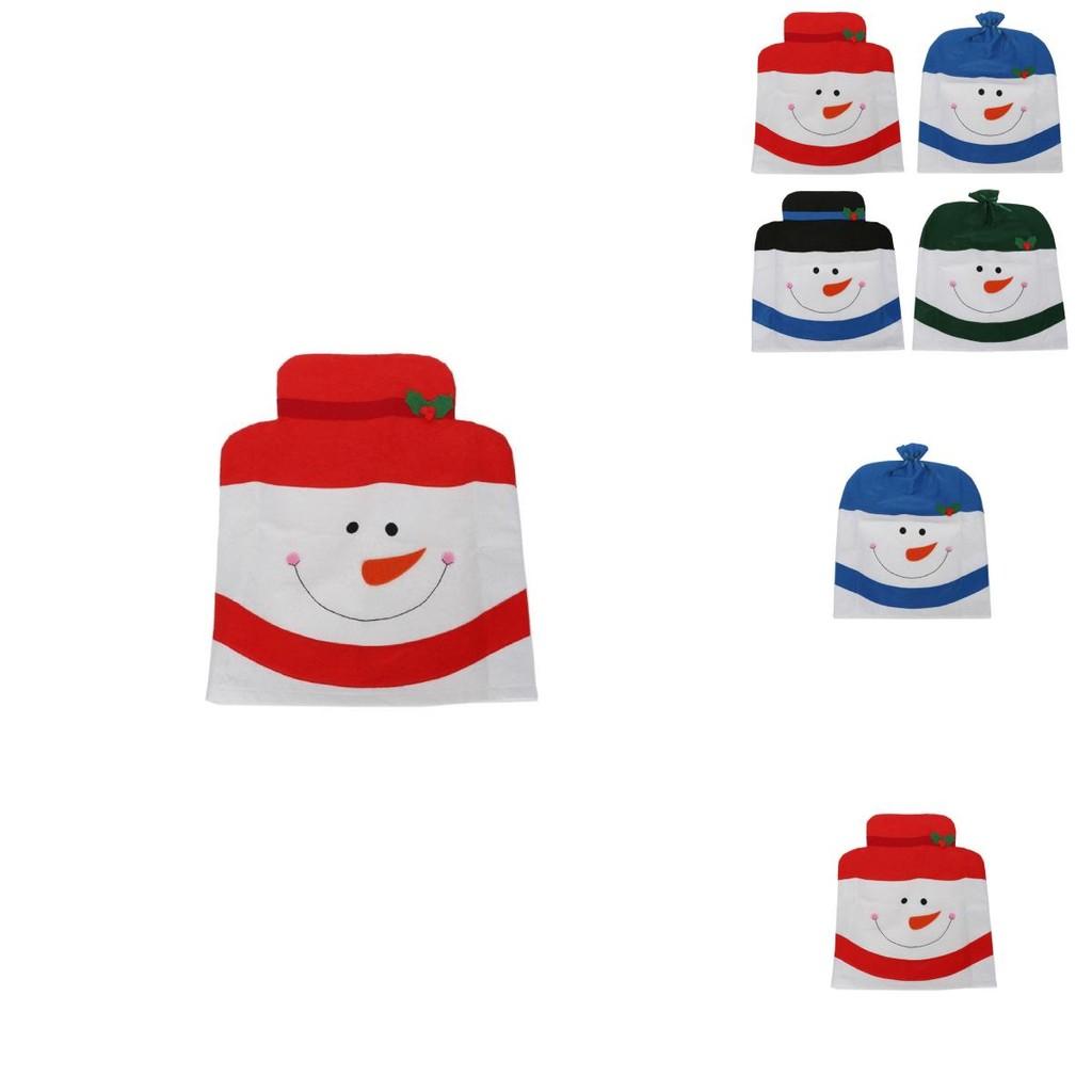 Christmas Chair Cover Set With Snowman Design For Holiday Home Decor