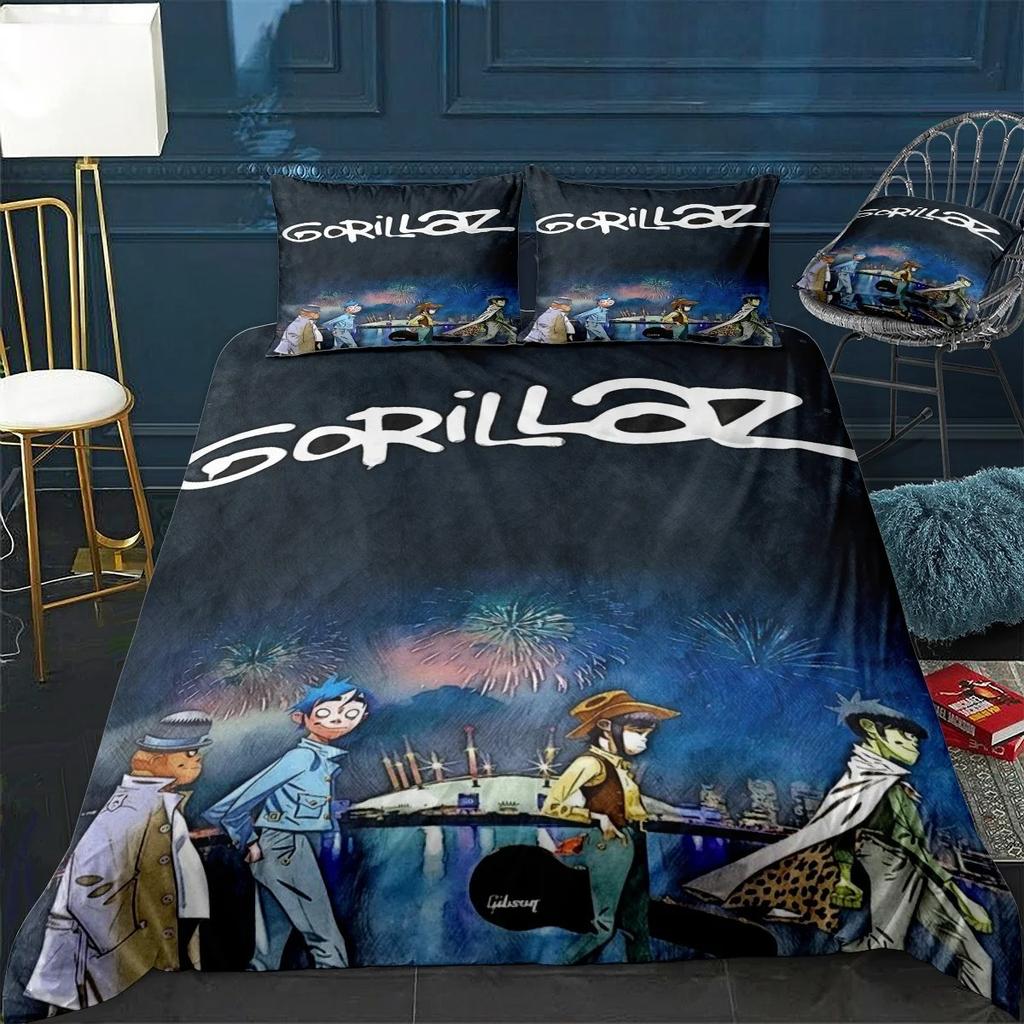 Music Band Gorillaz Duvet Cover Pillowcase Gorillaz Bedding Set Adult Boy Girl Bedroom Decoration Children Gift Single Double