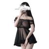 New sexy underwear perspective princess suit one-word shoulder mesh skirt seduces girl transparent milk leakage nightdress