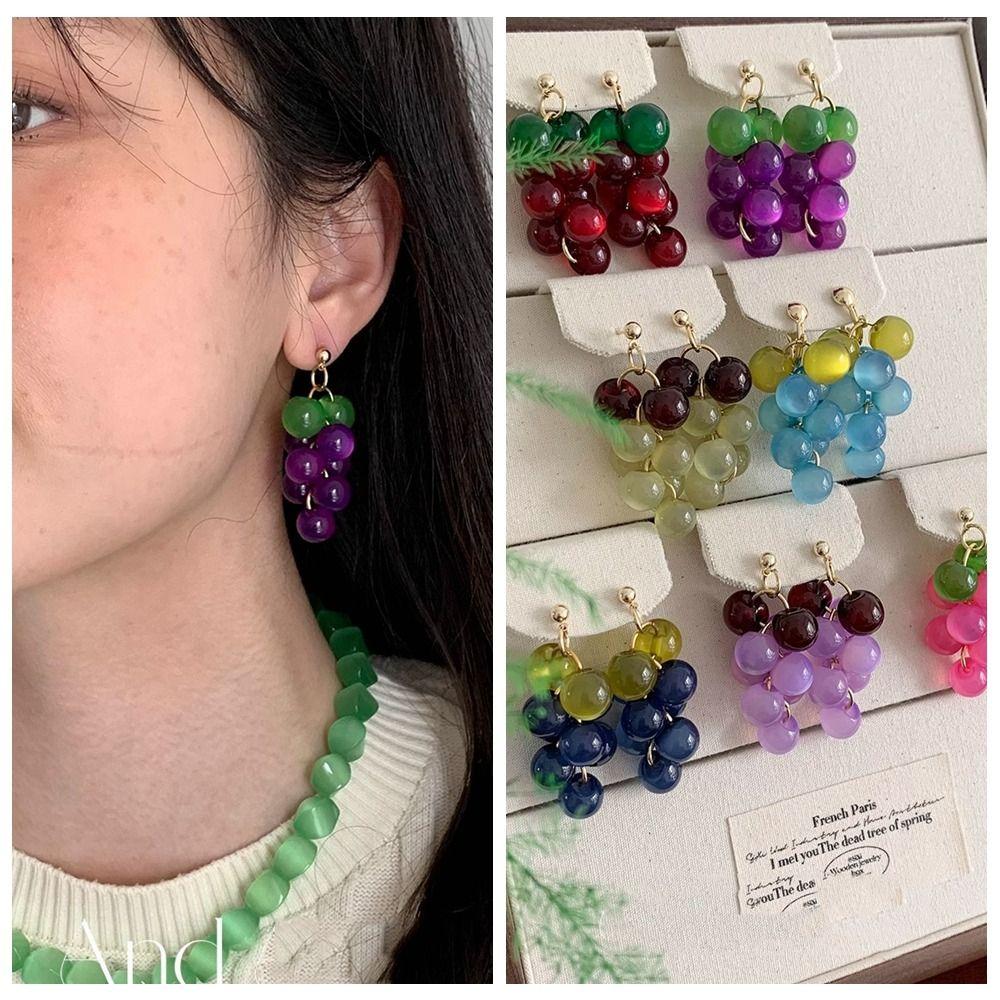 Bohemia Earrings Grape Earrings Cute Beads Earrings Funny Fruit Dangle Earring Gift