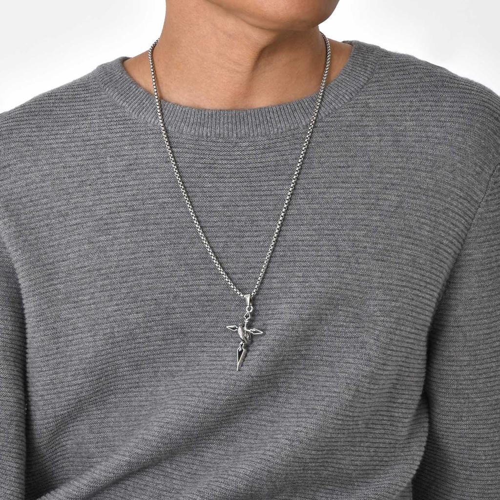Colliers Croix pour Hommes, Colliers Pendentifs Croix en Acier Inoxydable Imperméables avec Anneau Cercle, Bijoux de Prière Chrétienne Élégants Cadeaux