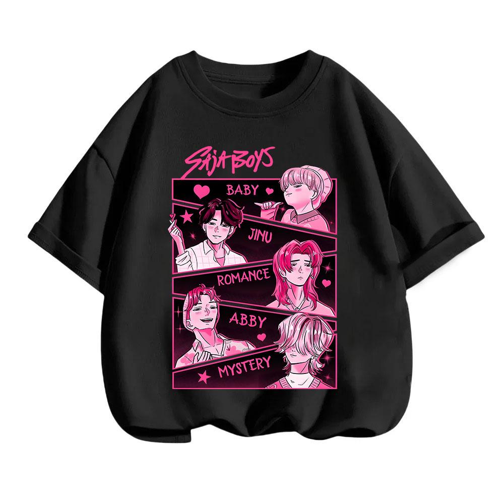 KPop Demon Hunters Children's T-shirt Cotton Korean Fashion Casual Round-neck Top Movie Cartoon Girl Boy Tshirt Kid Tees