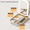 Large Capacity LED Cosmetic Storage Box with Mirror Three Color Dimmable Light for Travel Makeup Organization