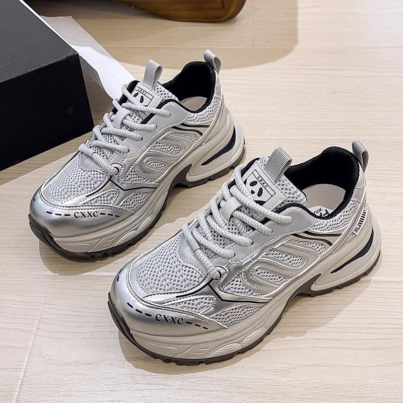 European Station Thick-soled Heightening Dad Shoes Women's Ins Tide Explosion Versatile Super Fire Fashion Casual Shoes Genuine Leather Sports Shoes