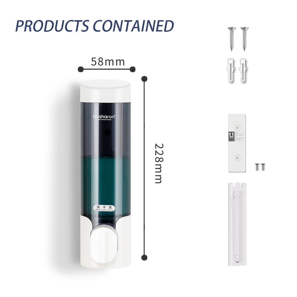 Kitchen Soap Dispenser 320ml*1 Bottle Shower Shampoo Dispenser Wall Mount Plastic Hand Liquid Soap Dispenser for Hotel Bathroom