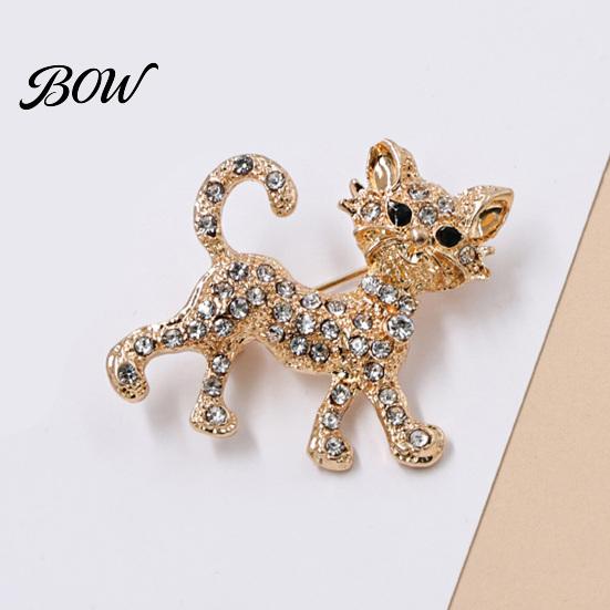Rhinestone Cat Brooch Shape Pin, Kitten Lapel Pin Clip for Shaped Women Girls, Sweater Cardigan Coat Suit Decoration Jewelry Accessories